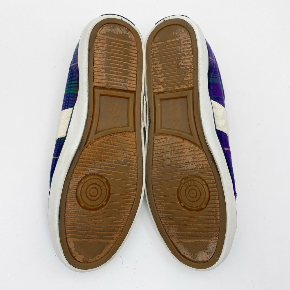 Polo Ralph Lauren Giles Plaid Low Top Sneakers Mens Boys Purple Green - Picture 9 of 9